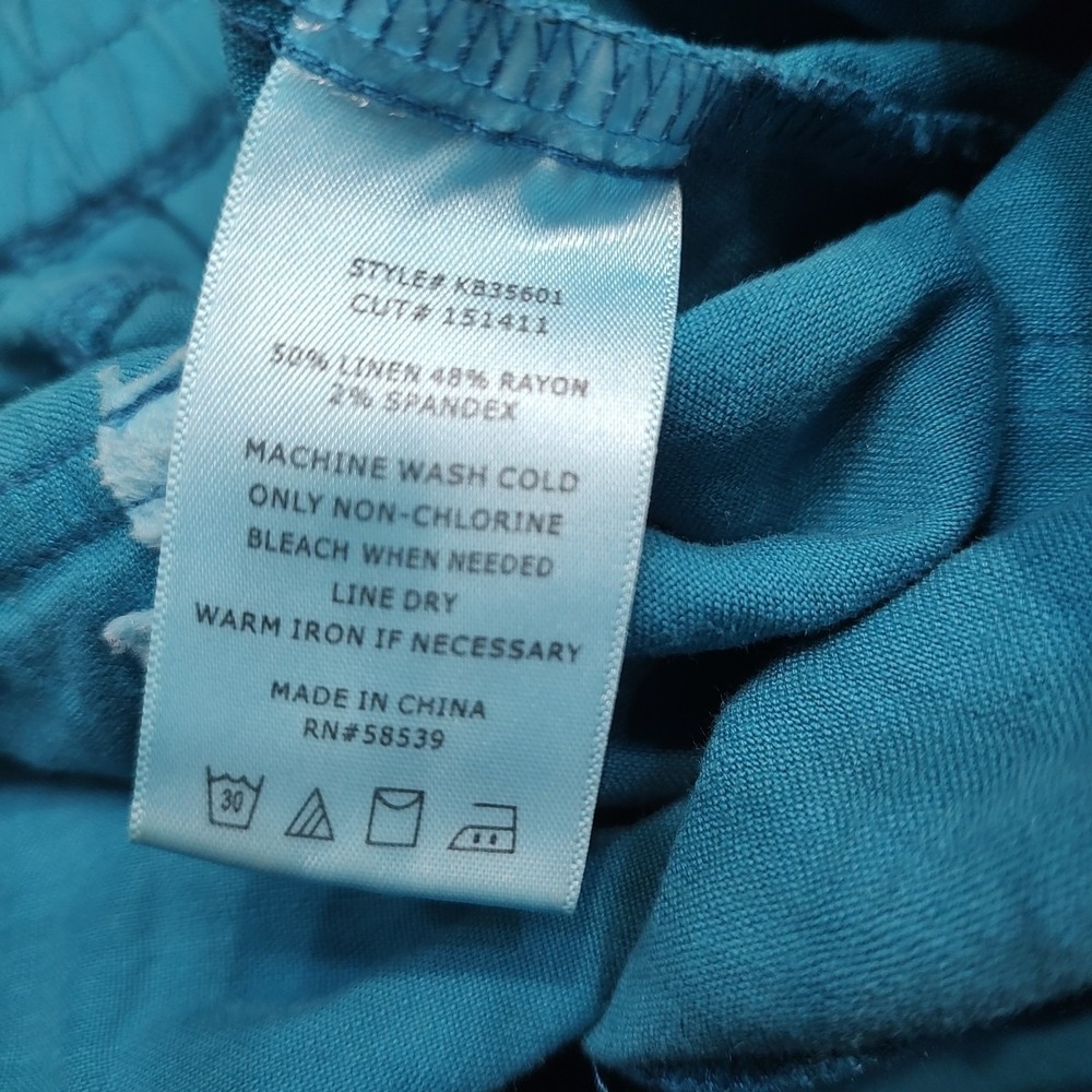 KUT From The Kloth Womens Linen Blend Ankle Pants Sz Large Blue Casual Coastal - Picture 5 of 6